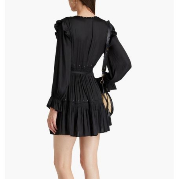 🍒NWT🍒 MAJE STUDDED SATIN MINI DRESS - Picture 8 of 12